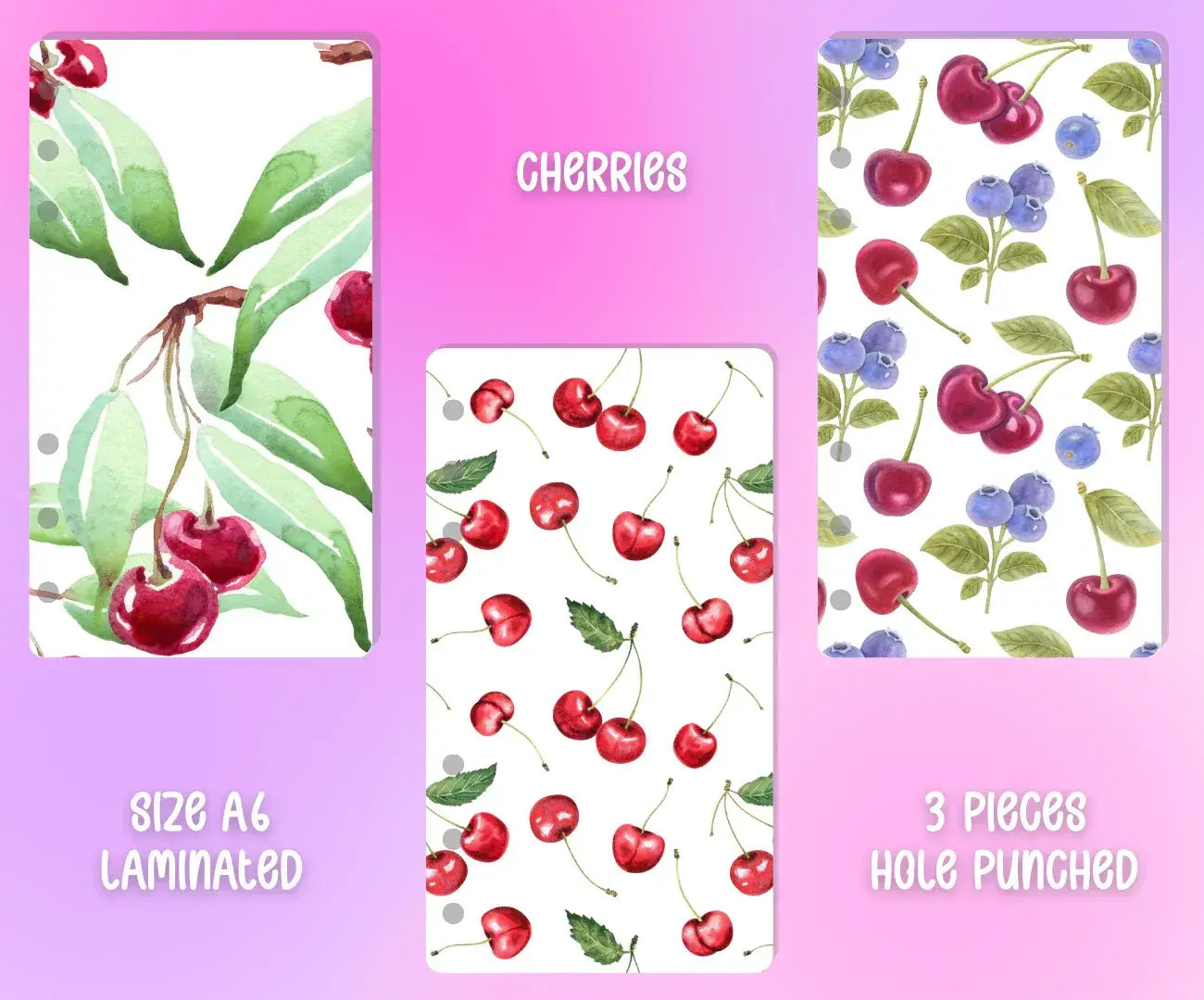 Decorative Binder Dashboards A6 - 3pcs - Cherries