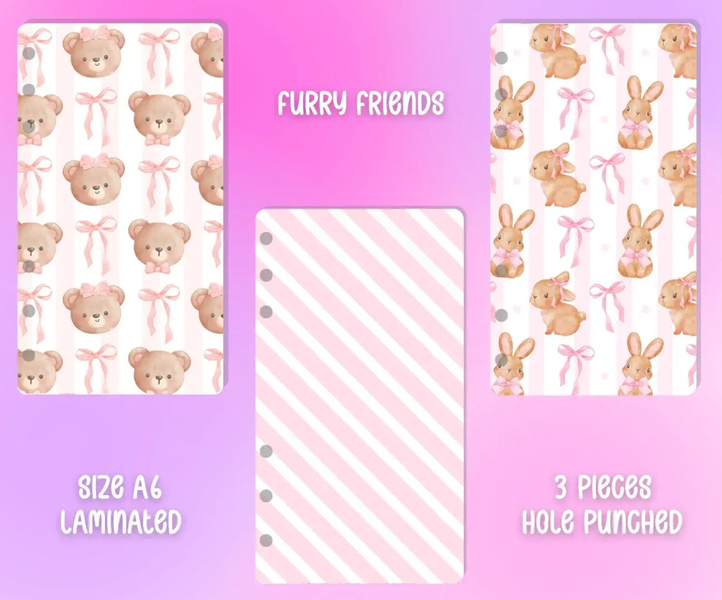 Decorative Binder Dashboards A6 - 3pcs - Fluffy Friends