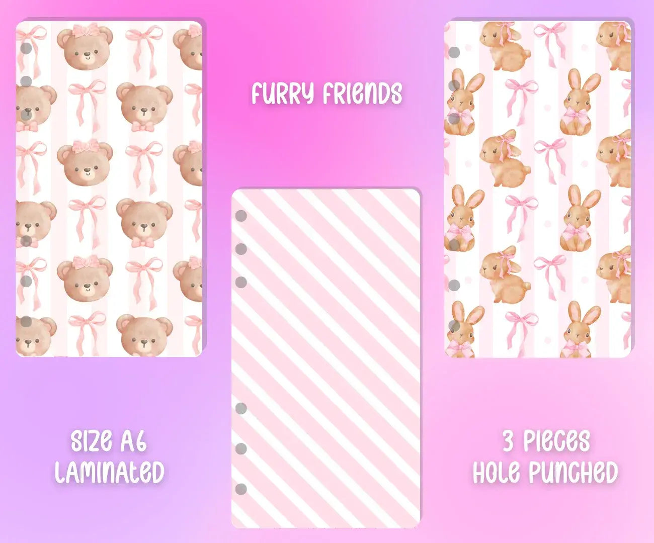 Decorative Binder Dashboards A6 - 3pcs - Fluffy Friends