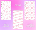 Decorative Binder Dashboards A6 - 3pcs - Pink Bows