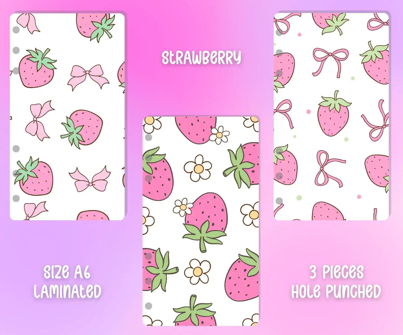 Decorative Binder Dashboards A6 - 3pcs - Strawberry