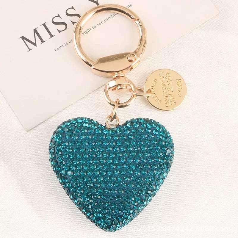Diamond Heart Keychain - Blue