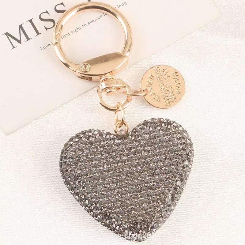 Diamond Heart Keychain - Gray