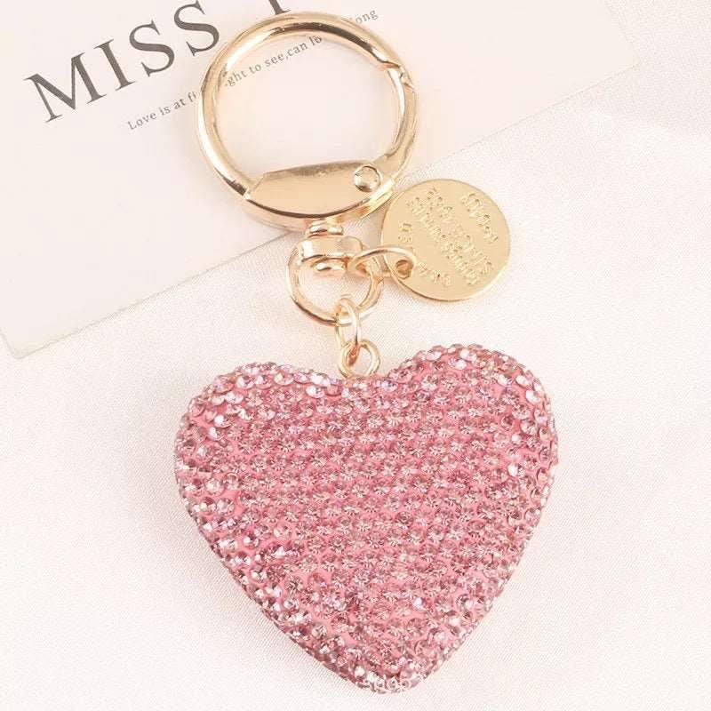 Diamond Heart Keychain - Pink