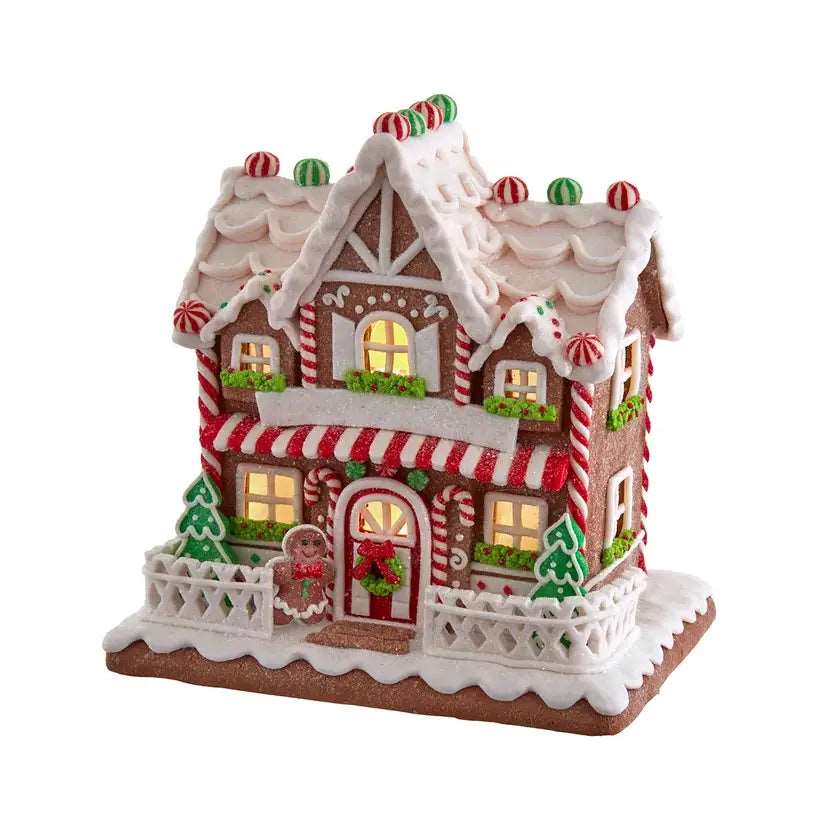 9" B/O Light Up Gingerbread House Table Piece