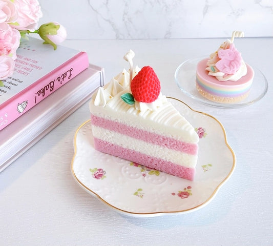 Strawberry Cream Cake Slice Mini Dessert Candle