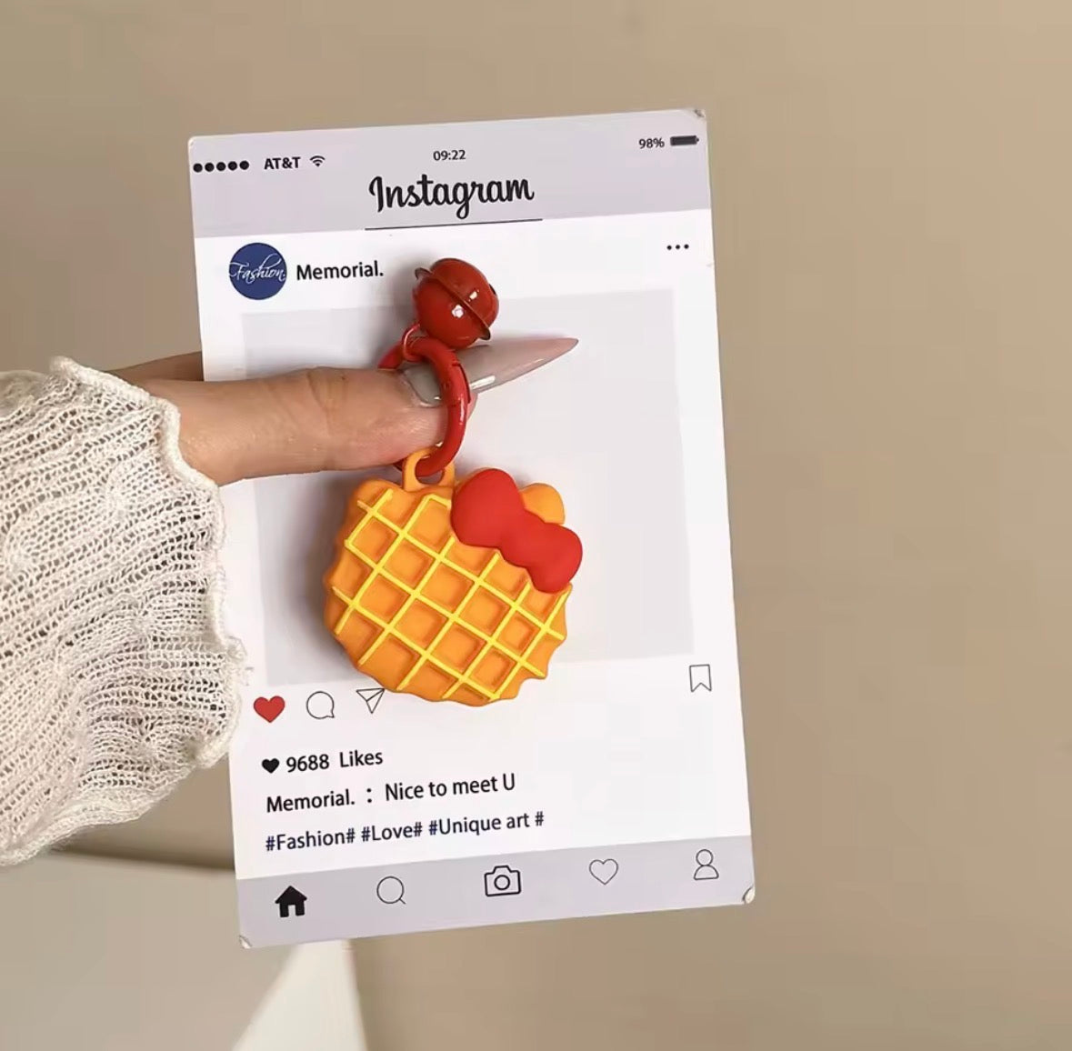 Foodie AirTag Case Keychain - Waffle