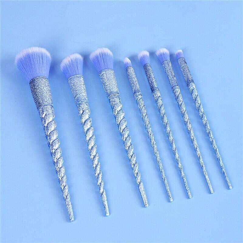 Frosted Unicorn Ombre Makeup Brush Set - Icicle Blue