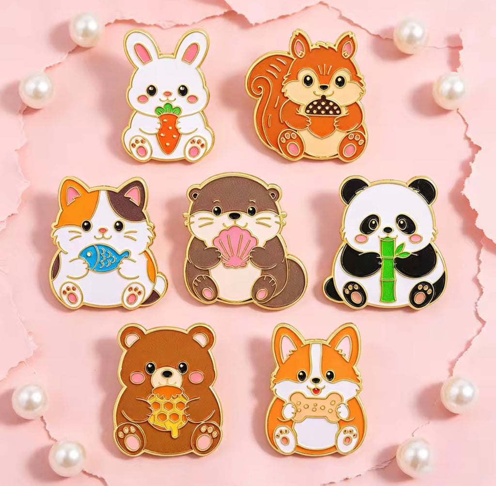 Furry Friends Enamel Pin Set 7pcs