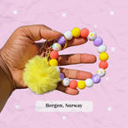 Getaway Vacation Inspired Chunky Silicone Wristlet Keychain - Bergen Norway
