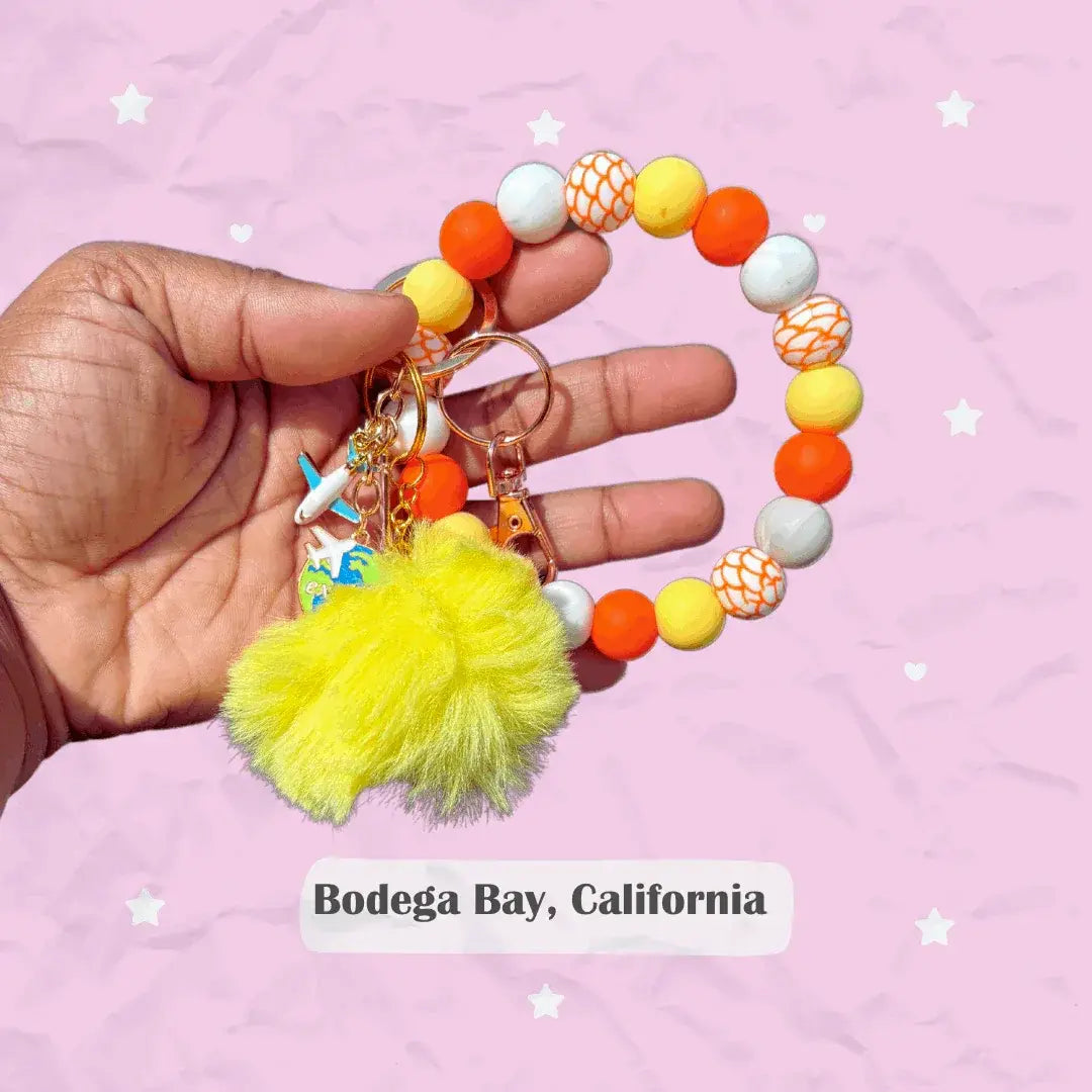 Getaway Vacation Inspired Chunky Silicone Wristlet Keychain - Bodega Bay California