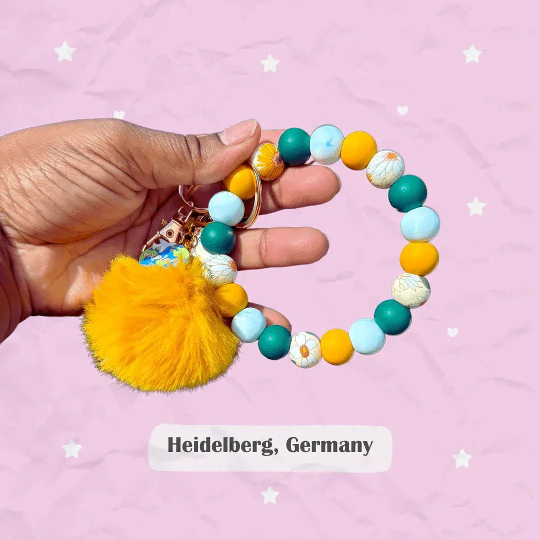 Getaway Vacation Inspired Chunky Silicone Wristlet Keychain - Heidelberg Germany