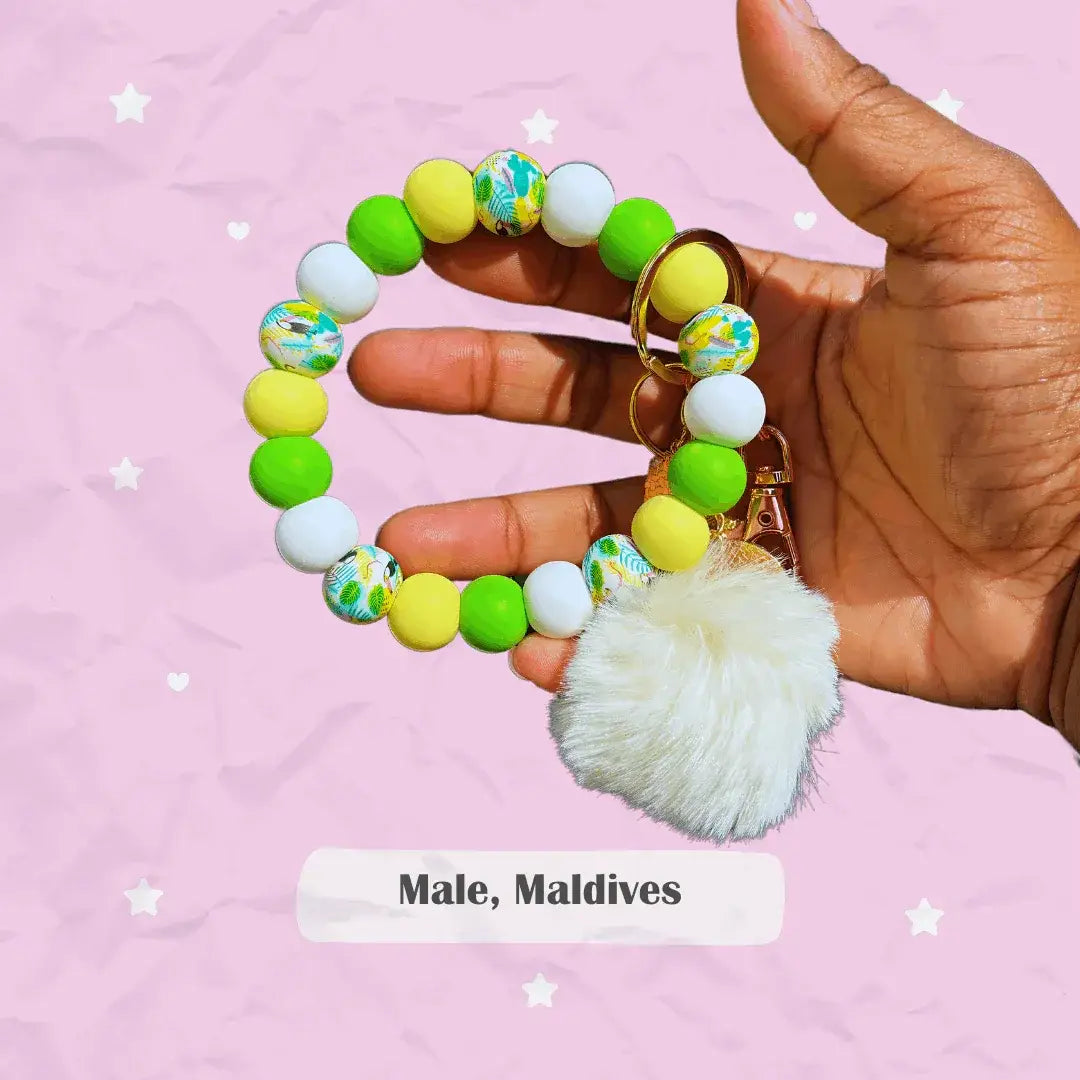 Getaway Vacation Inspired Chunky Silicone Wristlet Keychain - Male Maldives