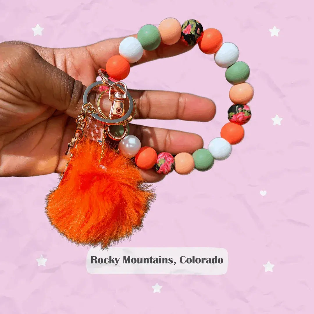 Getaway Vacation Inspired Chunky Silicone Wristlet Keychain - Rocky Mountains Colorado
