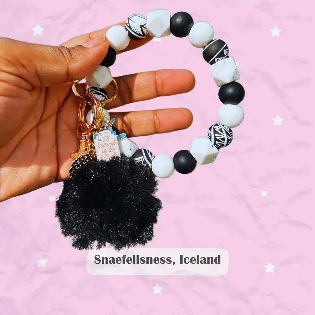 Getaway Vacation Inspired Chunky Silicone Wristlet Keychain - Snaefellsnes Iceland