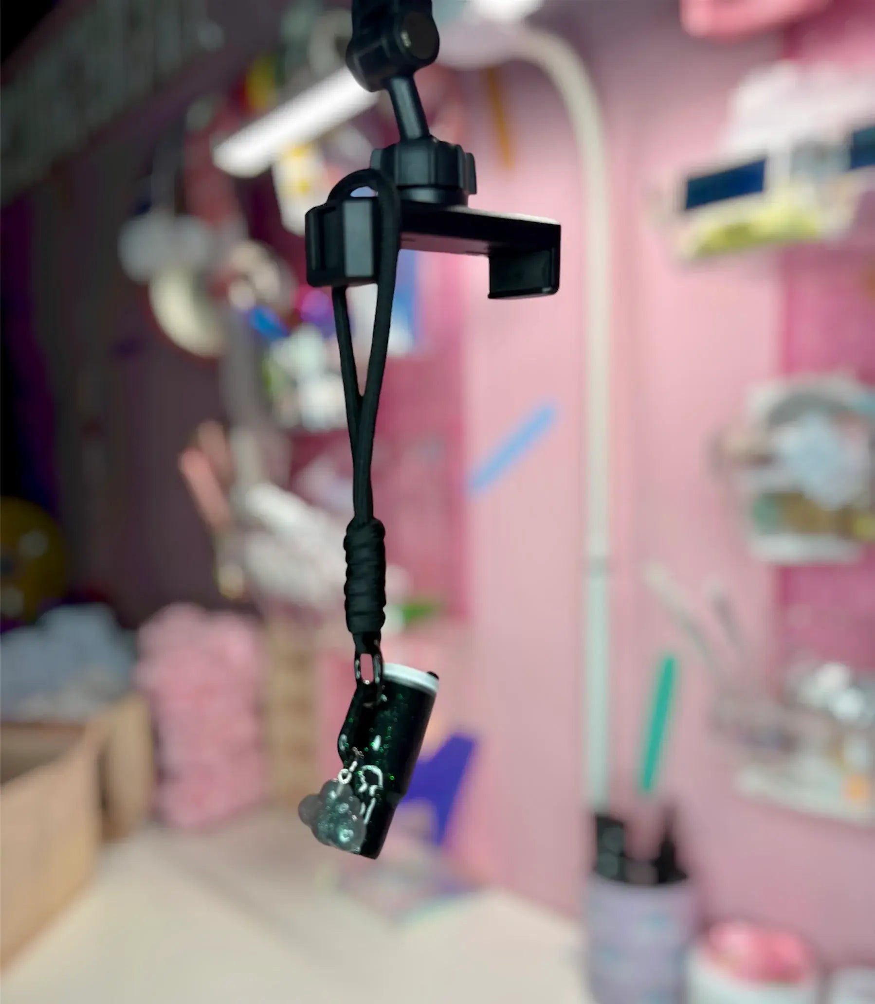 Glitter Tumbler Trinket Keychain - Black
