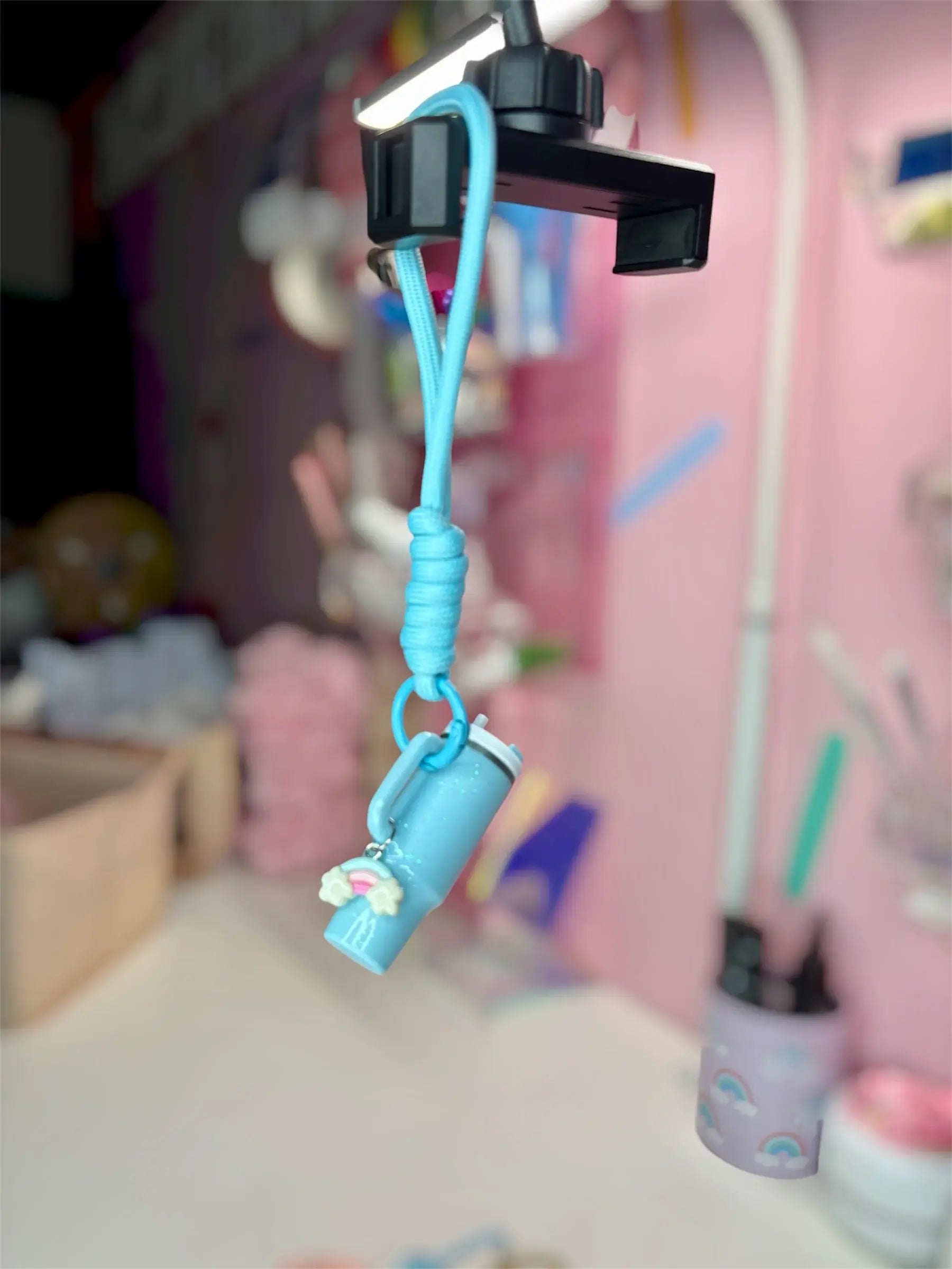 Glitter Tumbler Trinket Keychain - Blue