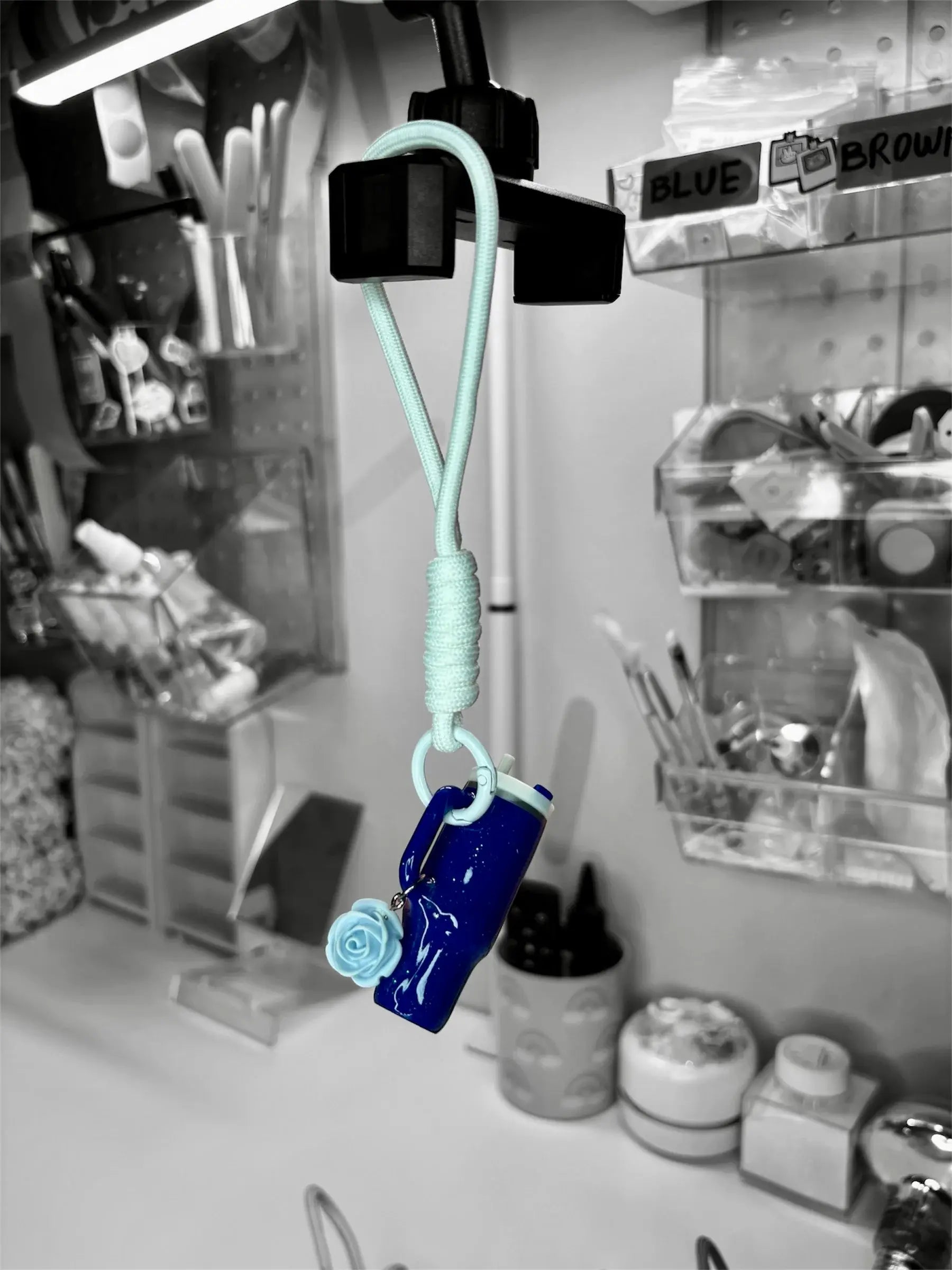 Glitter Tumbler Trinket Keychain - Blueberry