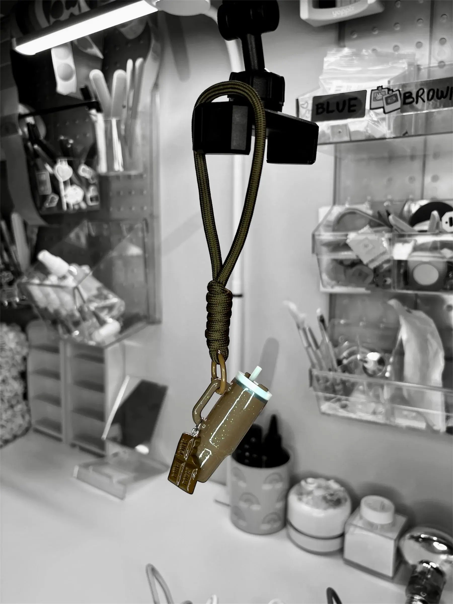 Glitter Tumbler Trinket Keychain - Brown