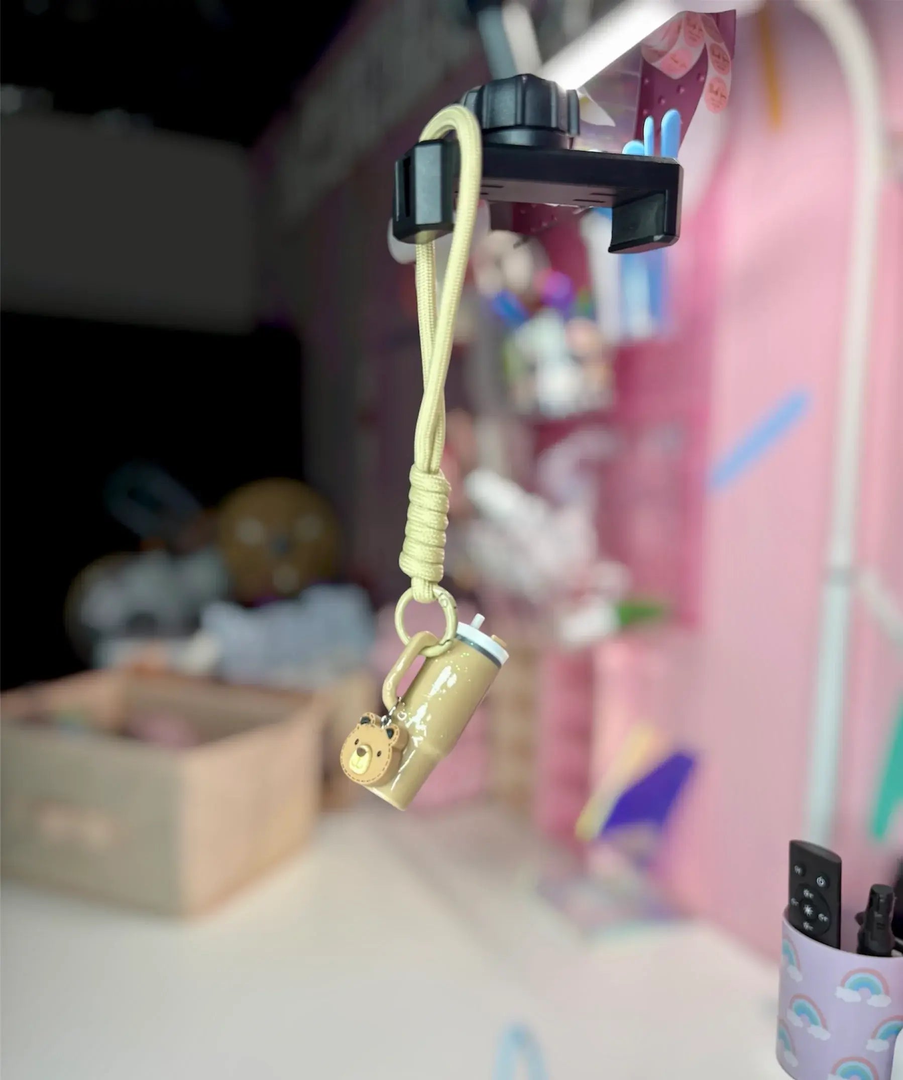 Glitter Tumbler Trinket Keychain - Khaki