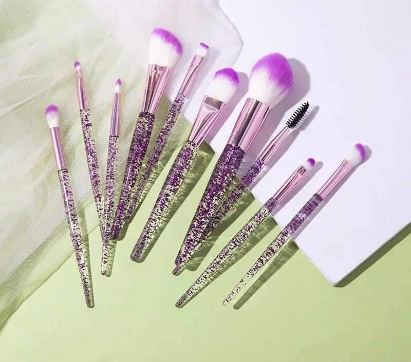 Glittery Glam Cosmetic Makeup Brush Set 5pc