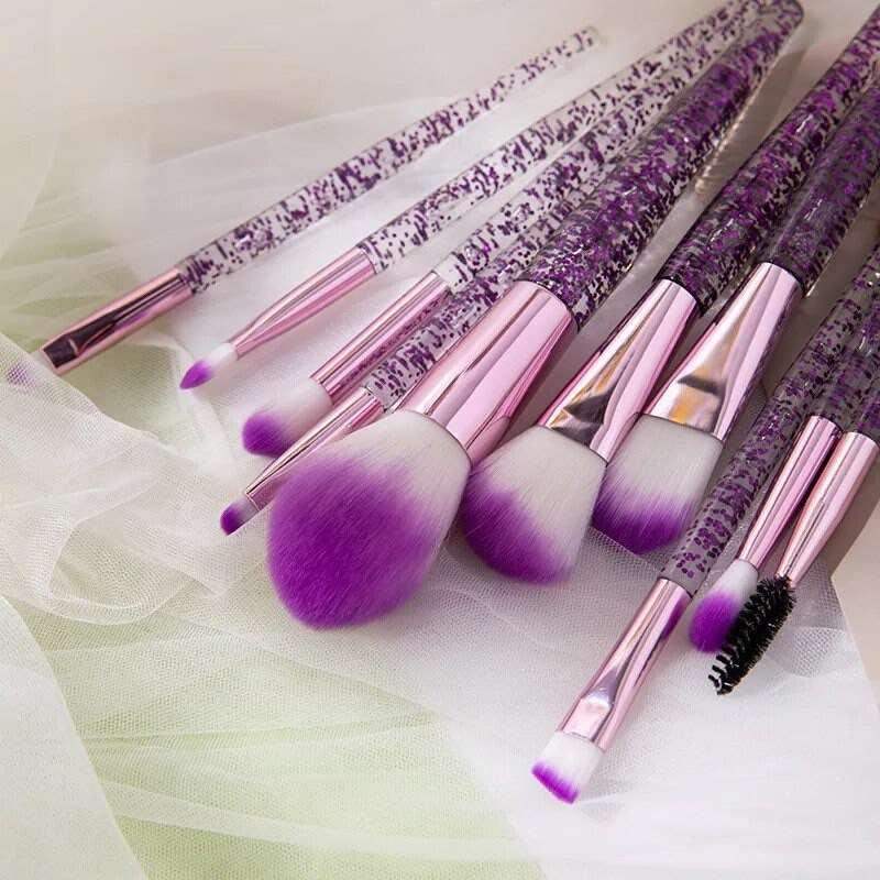 Glittery Glam Cosmetic Makeup Brush Set 5pc - Purple