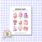 Glossy Sticker Sheet - Birthday Party