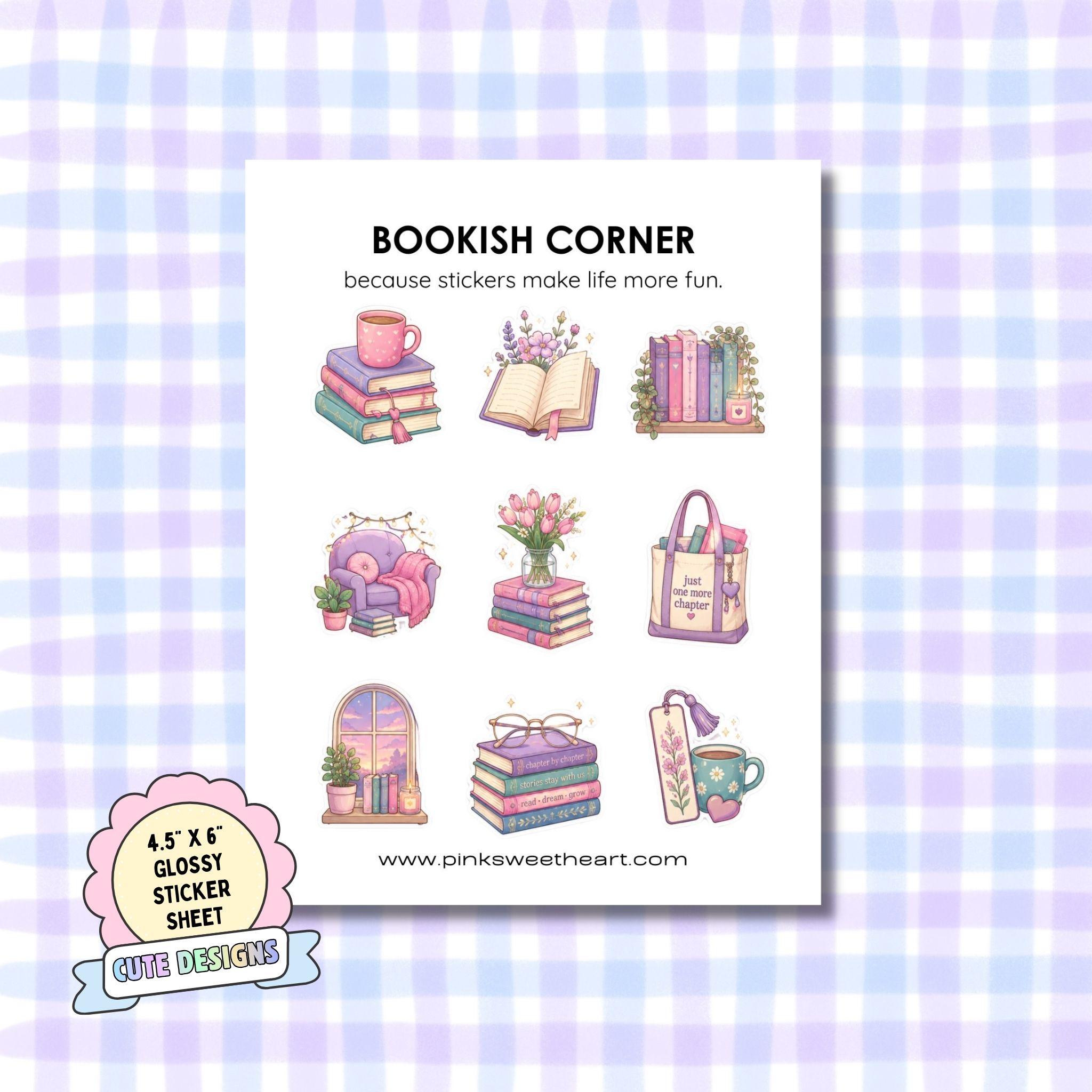 Glossy Sticker Sheet - Bookish Corner