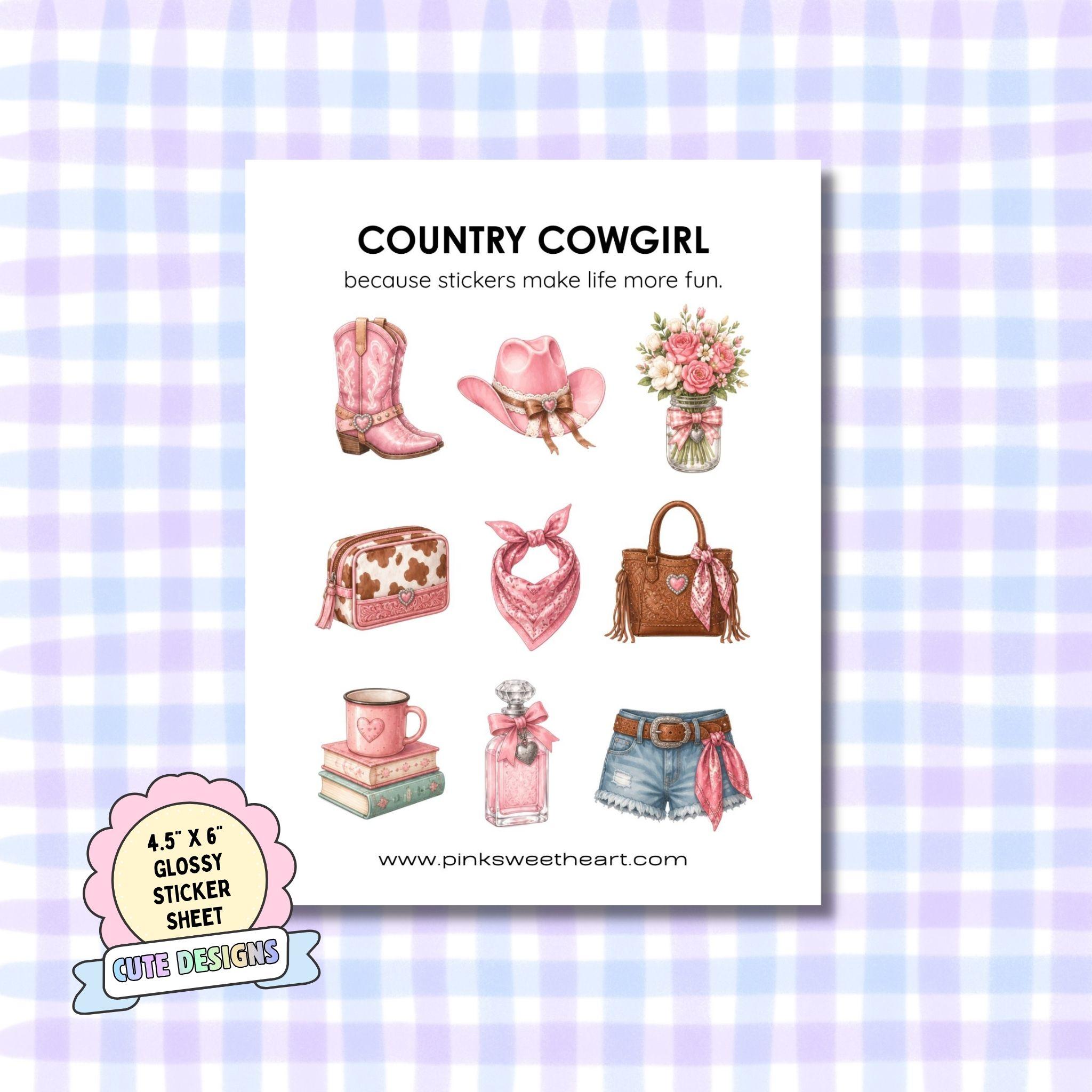 Glossy Sticker Sheet - Country Cowgirl