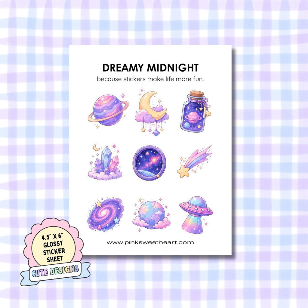 Glossy Sticker Sheet - Dreamy Midnight