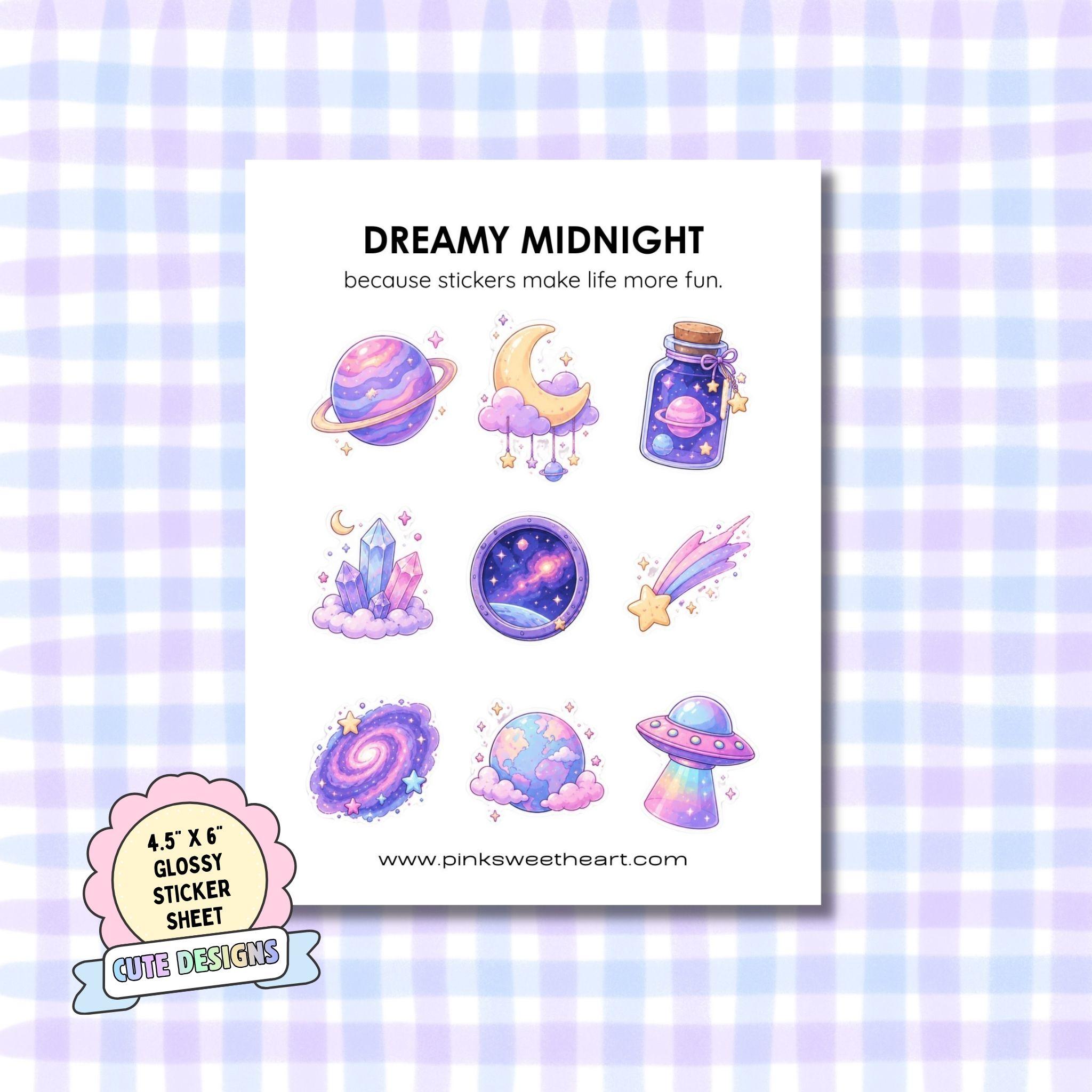 Glossy Sticker Sheet - Dreamy Midnight