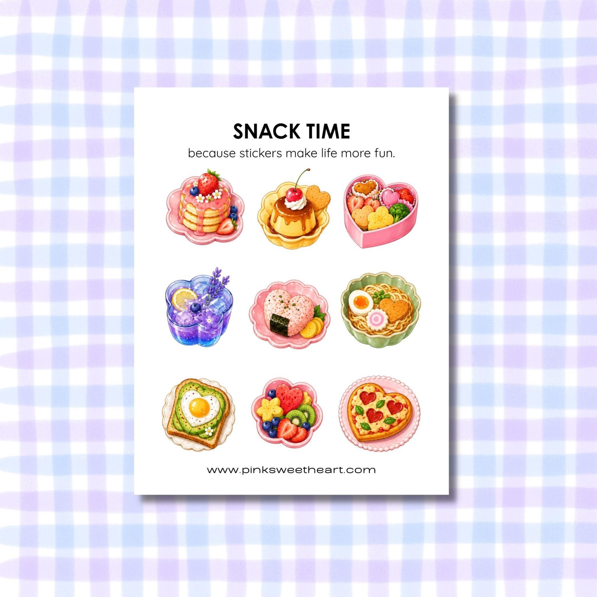 Glossy Sticker Sheet - Snack Time