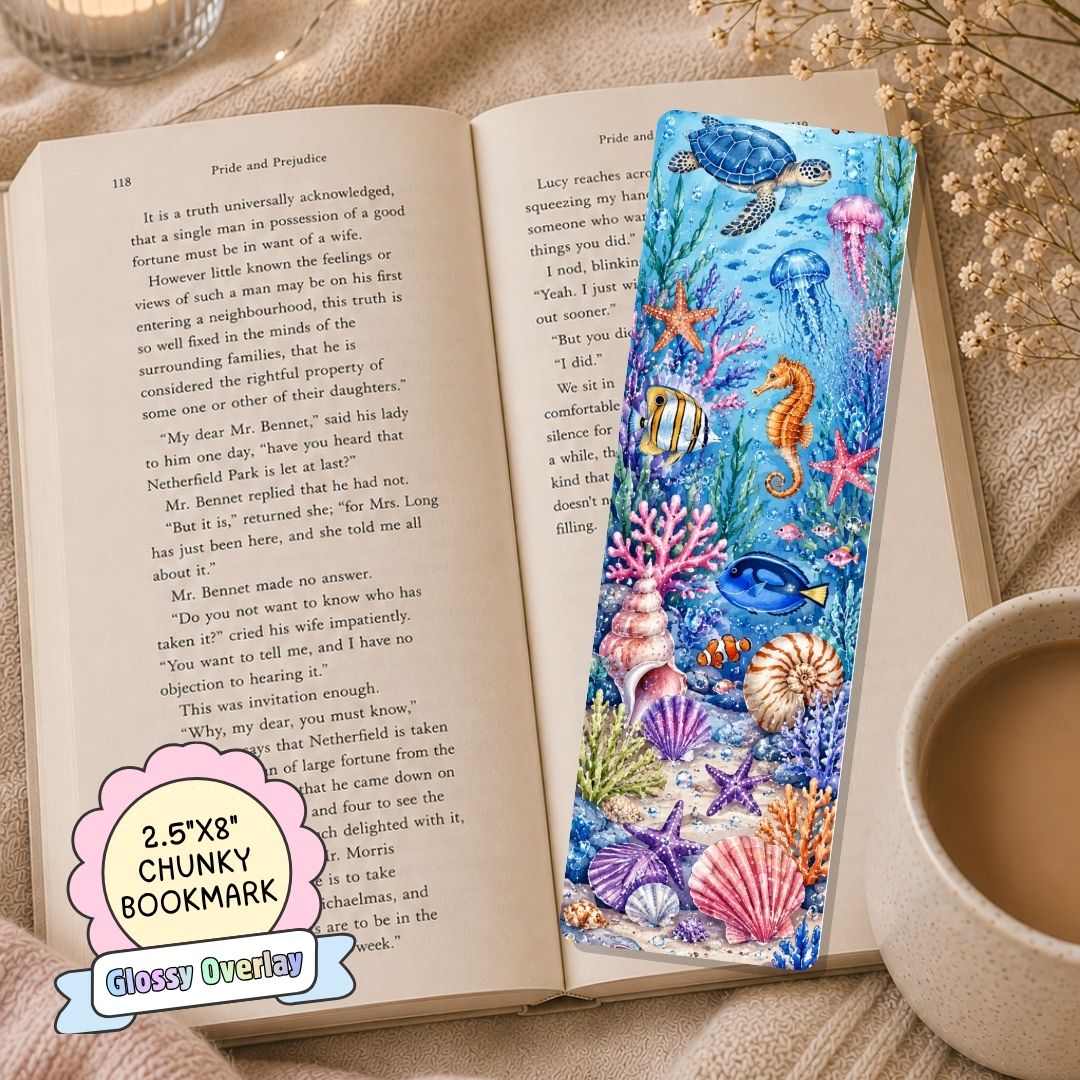 Glossy Wide Bookmark - Ocean Life