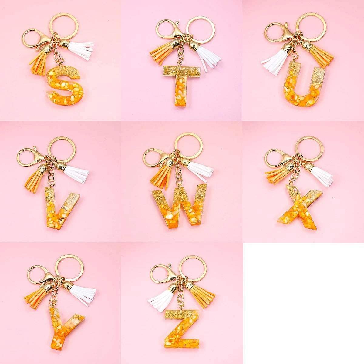 Golden Foil Orange Letter Keychain
