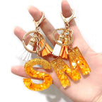Golden Foil Orange Letter Keychain
