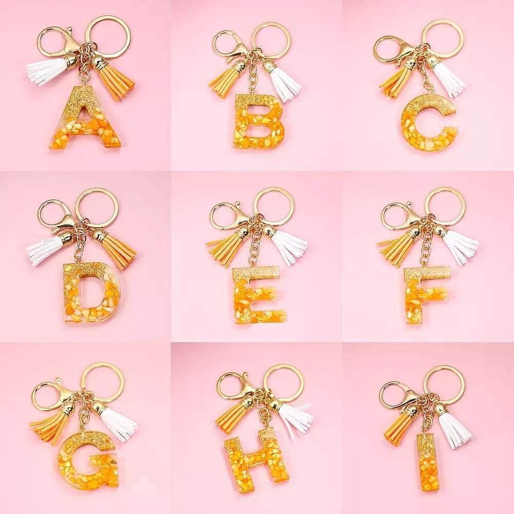 Golden Foil Orange Letter Keychain