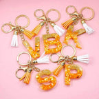 Golden Foil Orange Letter Keychain