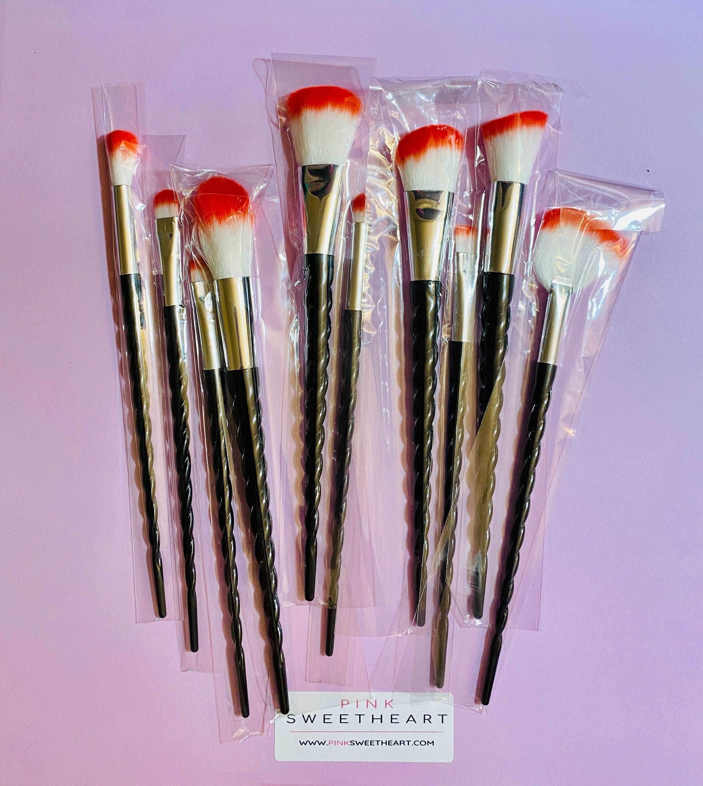 Gothic Black Unicorn Ombré Makeup Brush Set - Orange