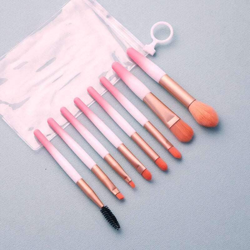 Gradient Ombré Mini Makeup Brush Set 8pc - Pink