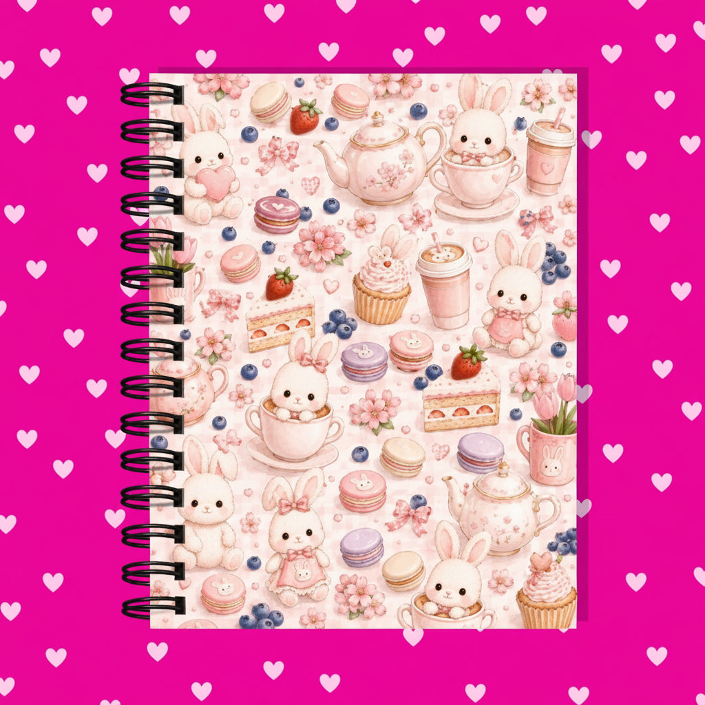 Hardcover Journaling Notebook - Series 2 - Bunny Teatime / Dot