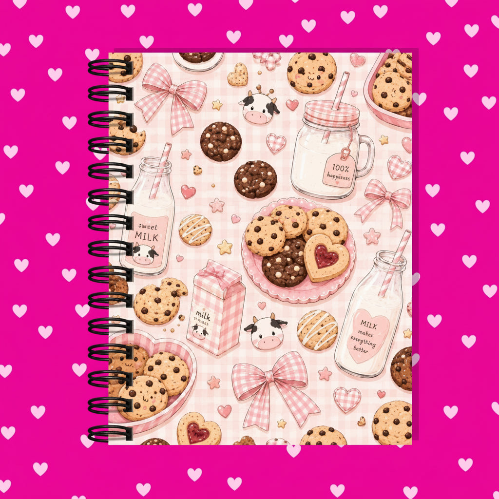 Hardcover Journaling Notebook - Series 2 - Cookies and Milk / Dot