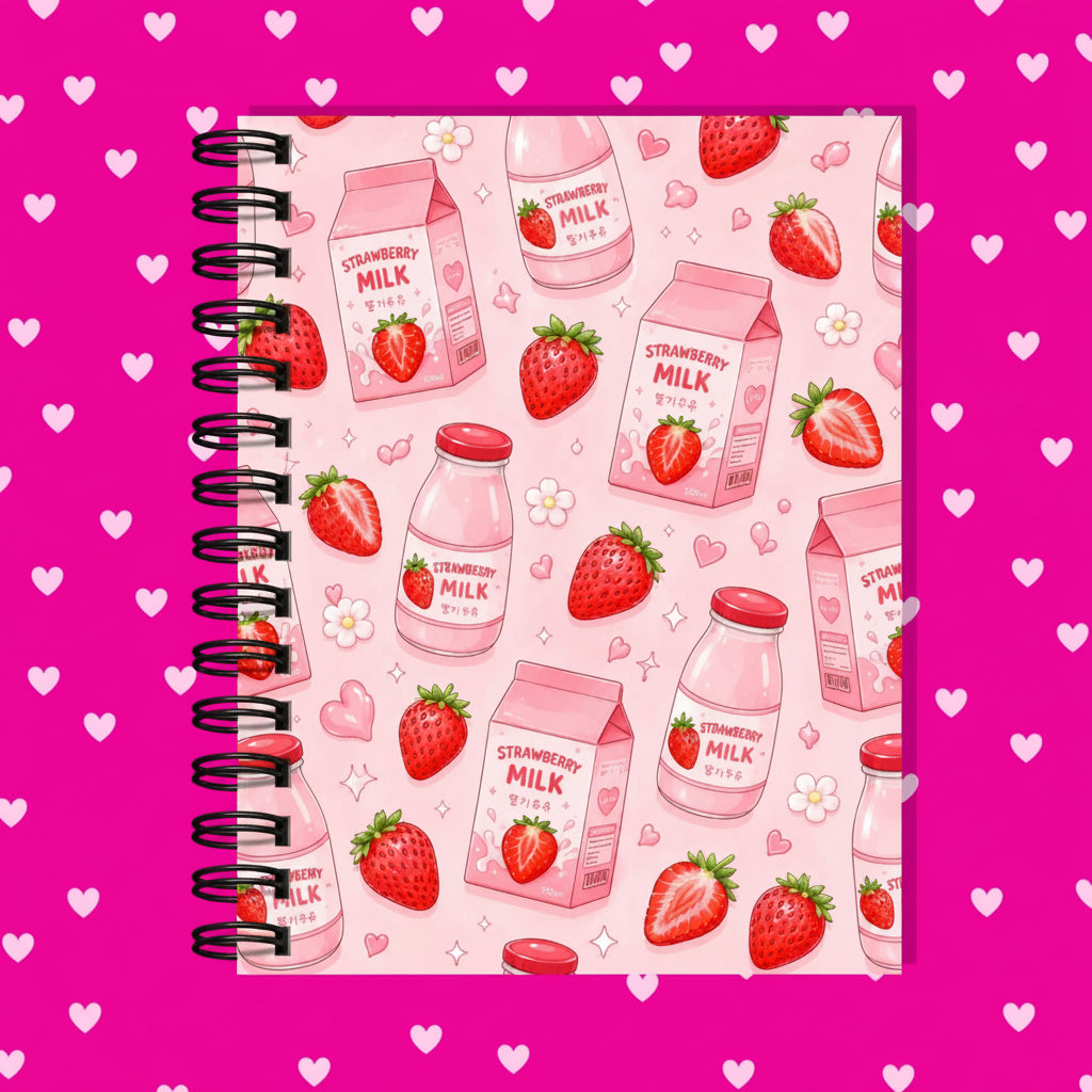 Hardcover Journaling Notebook - Series 2 - Strawberry Milk / Dot
