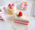 Strawberry Cream Cake Slice Mini Dessert Candle