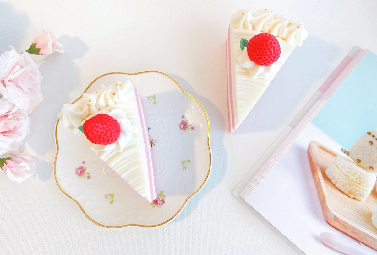 Strawberry Cream Cake Slice Mini Dessert Candle
