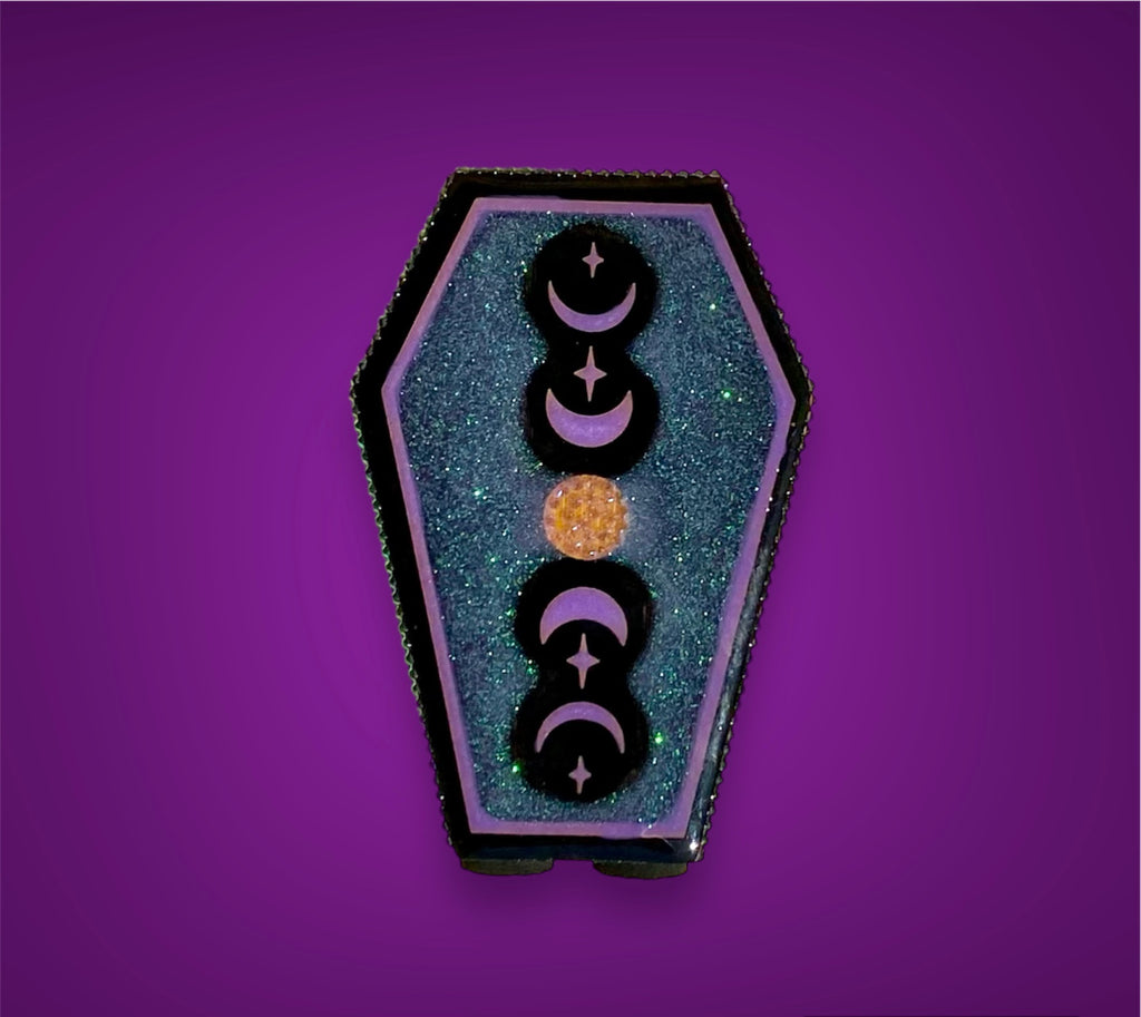 Soporte para brochas de maquillaje Gothic Moons Coffin - Púrpura