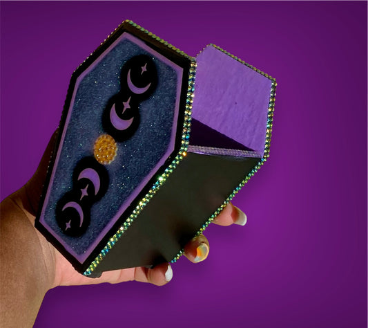 Soporte para brochas de maquillaje Gothic Moons Coffin - Púrpura