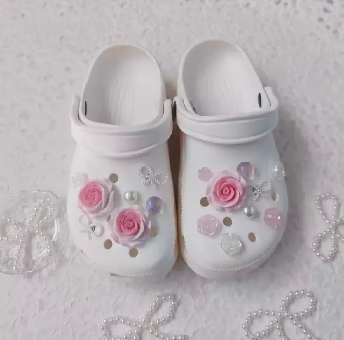 Jumbo Pink Floral Bloom Clog Charms Set