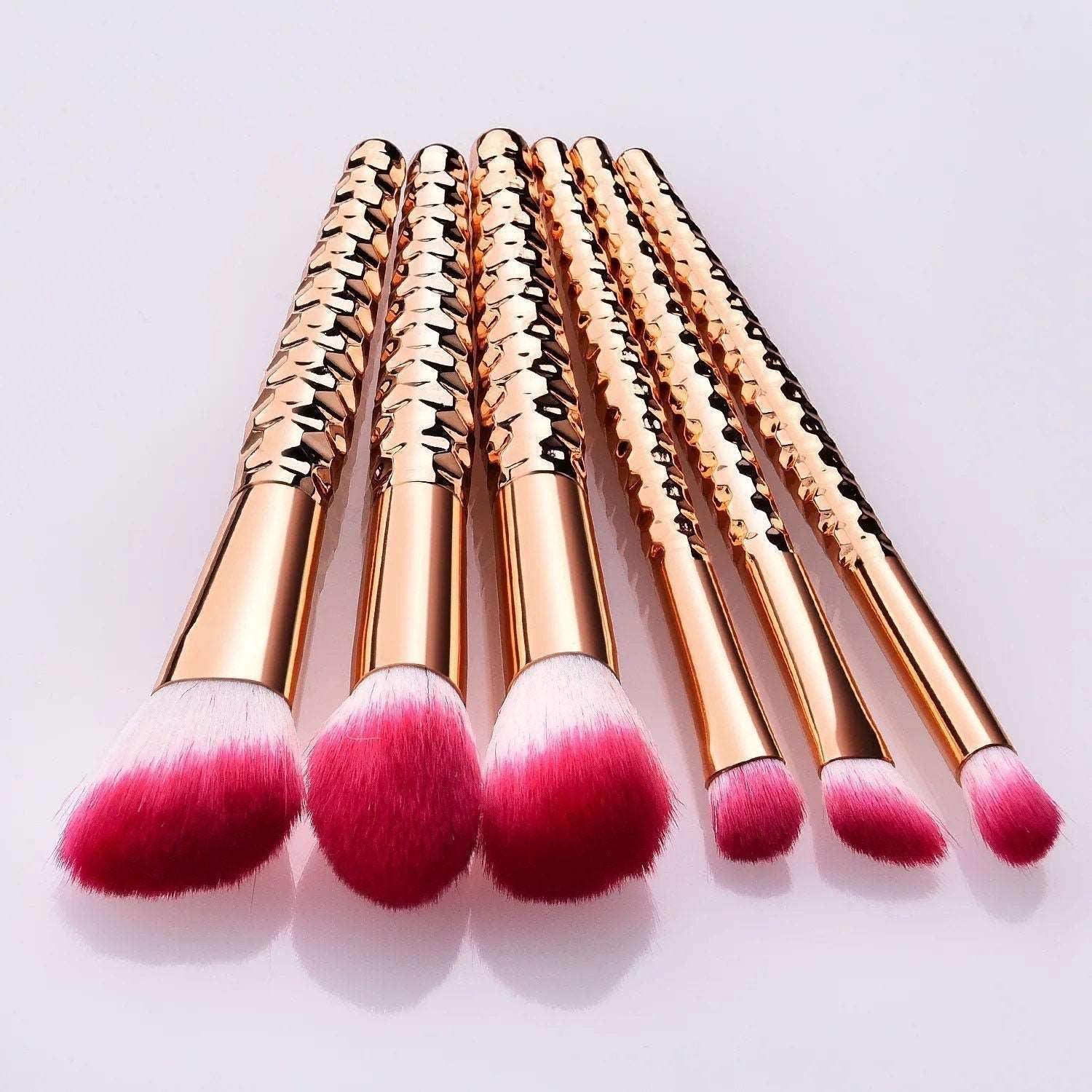 Kaleidoscopic Chiseled Makeup Brush Set - Gold/Pink