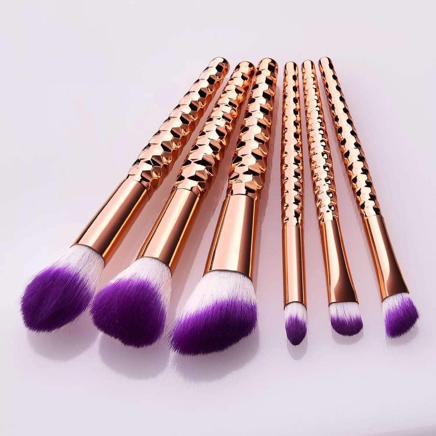 Kaleidoscopic Chiseled Makeup Brush Set - Gold/Purple