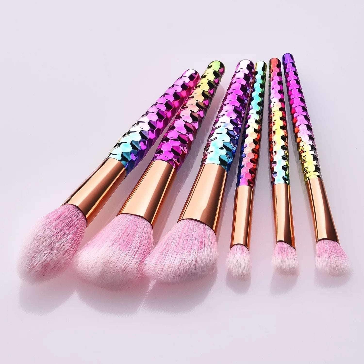 Kaleidoscopic Chiseled Makeup Brush Set - Rainbow/Pink